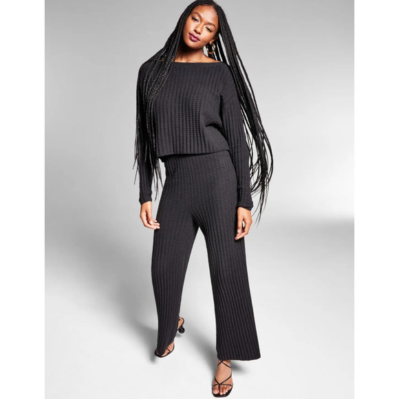 INC X Jeannie Mai - Wide Neck Lisa Off The Shoulder Top In Deep Black - M - Picture 1 of 5